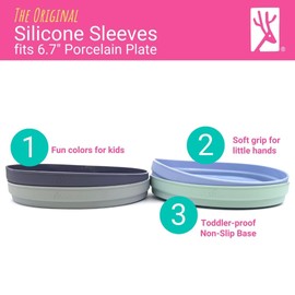 Elk and Friends Kids - Mangas de silicona de 6.7 pulgadas, solo mangas, aptas para microondas y lavaplatos, antideslizante