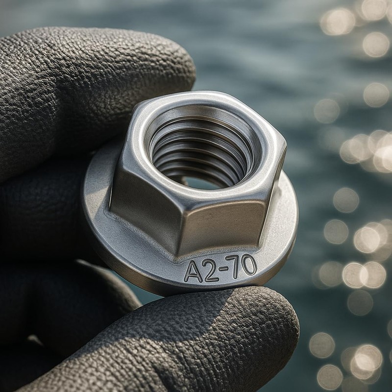 Nuts made of stainless steel with serrated edge M8, nuts
