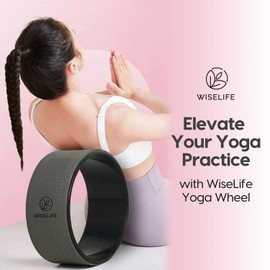 WISELIFE Yoga Wheel For Men & Women | Big Circle Wheel For Abs, Home Training, Deep Tissue Massage, Back Pain, Stretching, Back Bends, Body Posture, Sweat Resistant | 12.75x5.75 inch (Gray-Black)