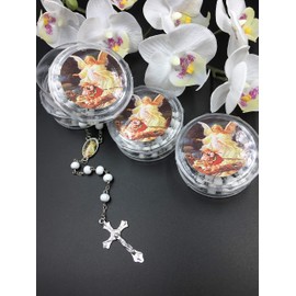 12 - Guardian Angel Favors Rosaries Cross Scented White Recuerdos de Bautizo Rosario