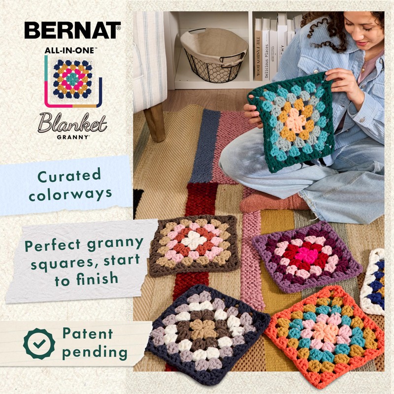 Bernat Blanket Granny Square Throwback Yarn - 2 Pack of