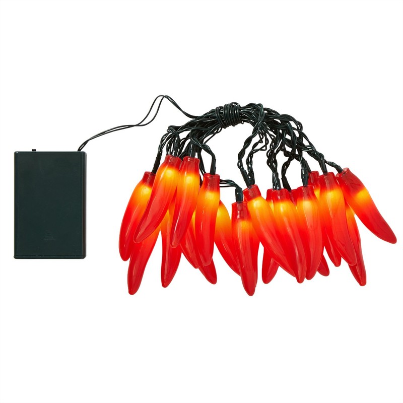 Lights4fun 20er LED Chilli Lichterkette rot batteriebetrieben Chilli Geschenkset Chilli