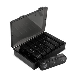 Pastillero B Life Premium con 21 compartimentos (Maana, tarde y noche), Organizador de Pldoras Semanal Color Negro, Caja de Viaje para Suplementos y  