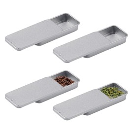 JTMKYO 4 Silver Sliding Aluminum Boxes, Durable Aluminum Containers, Metal Storage Containers, Metal Boxes, Durable Metal Tin Boxes