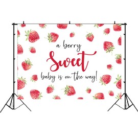 Lofaris Strawberry Baby Shower Backdrop Strawberry Baby Gift Party Photo Backgdrop A Berry Sweet Baby is On The Way Photography Backdrop Newborn Baby Shower Banner Photo Studio Props 7x5ft