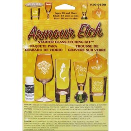 Armour Etch Starter Glass Etching Kit - Includes 1.5 oz Armour Etch Glass Etching Cream & Assorted Stencils for DIY Glass Engraving