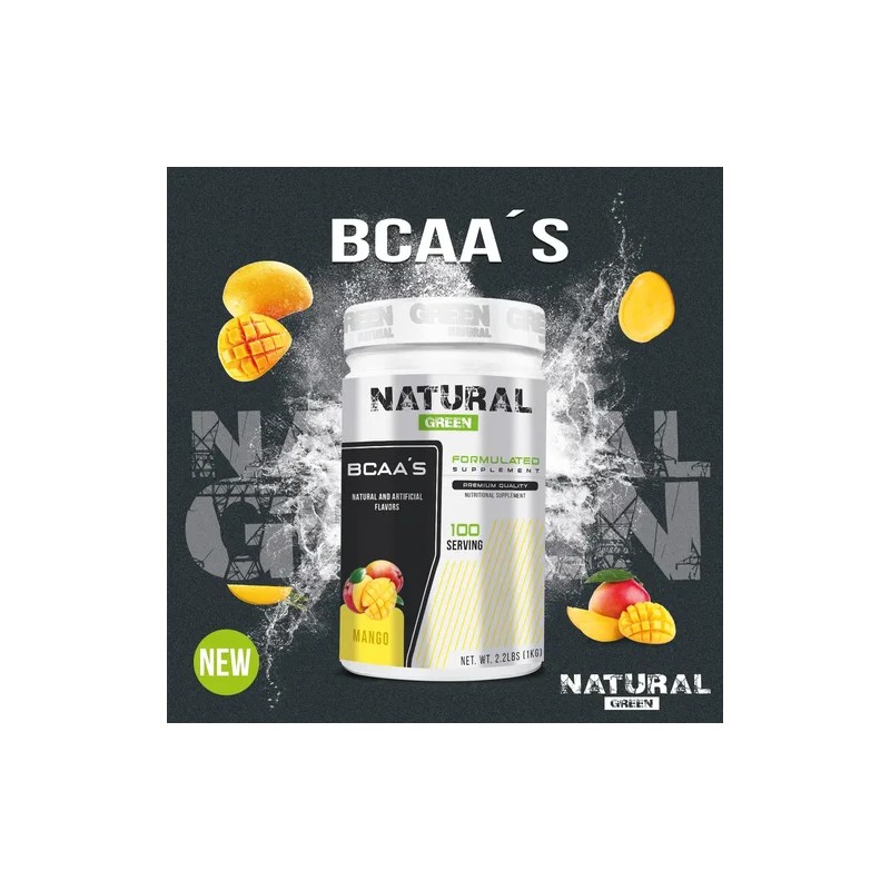 Aminoácidos Bcaas Green Varios Sabores 1kg 100 Servicios