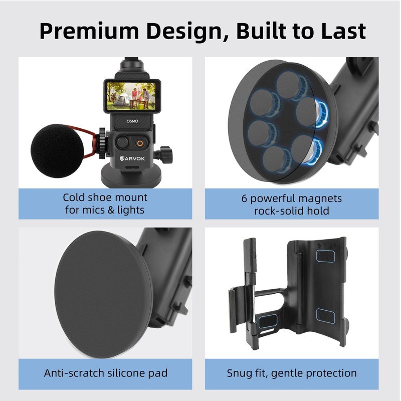 ARVOK Magnetic Holder Stand for DJI Osmo Pocket 3 Accessories,