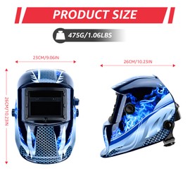 DUTTY Welding protective mask, head mounted argon arc welding LCD welding mask, solar automatic dimming, adjustable shadow range 4/9-13, suitable for TIG MIG ARC welding mask (Sea)