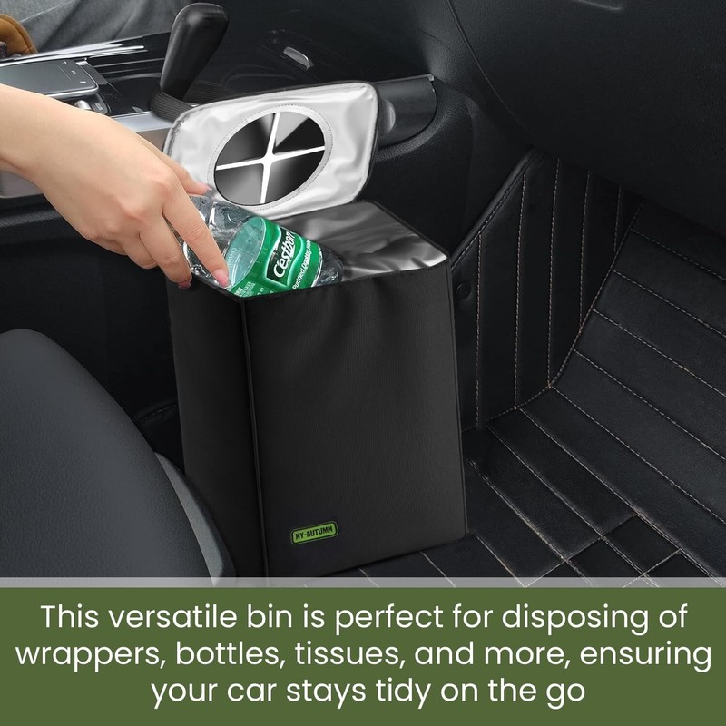 NY-AUTUMN Car Trash Bin with Lid 2 Gallon Capacity Leakproof