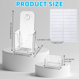 Feifeiya 2 Packs 4 Inch Acrylic Brochure and Business Card Holder, Wall Mount Pamphlet Display Stand Flyer Brochure Display Rack for Business Magazine Pamphlet Booklets Menu Journals Book