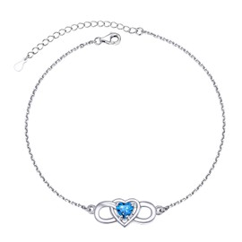 Feet Jewelry Foot Bracelets December Birthstone Heart Infinity Sterling Silver Anklets For Women 925