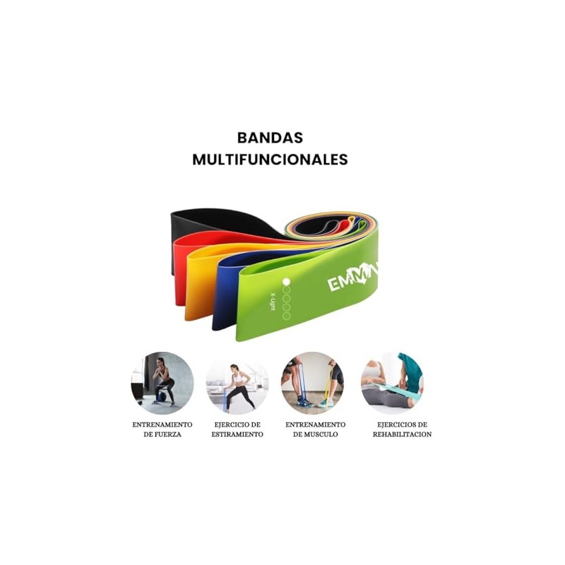 EMMA'S Ligas de Resistencia para Ejercicio Bandas Elásticas de Látex