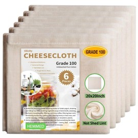 Cheesecloth Cheesecloth Straining Cloth 50 x 50 cm Reusable Straining Cloth Fine Woven Pure Cotton Muslin Cloth with Clean Folded Hem, Cheesecloth Washable and Reusable Pack of 6