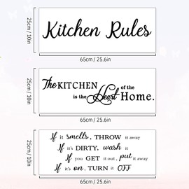 15 Pieces Kitchen Rules Art Home Mural Kitchen Wall Stickers The Kitchen Is The Heart Stickers with Black 3D Butterfly Wall Decals Inspirational Quotes Kitchen Decal for Dining Room (29.5 x 25.5 Inch)