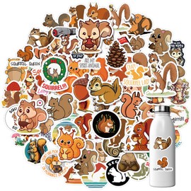 Jeffdad 60 Stück Eichhörnchen Aufkleber Pack, Wasserfeste Squirrel Sticker Set Vinyl Aufkleber für Kinder Scrapbook Stickers Tier Sticker Aesthetic Laptop Telefon Gitarre Skateboard Motorrad