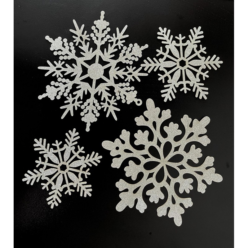Norinoya 20PCS Glittering Snowflake Hanging for Tree Decorations Christmas Santa