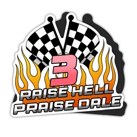BAVAHA Raise Hell Praise Dale Magnet Retro Car Racing Magnetic Sticker Dale Racer Car Magnet, Number 3 Racing #3 Magnetic Waterproof Vinyl Decal Gifts Decorations for Car Fridge Locker