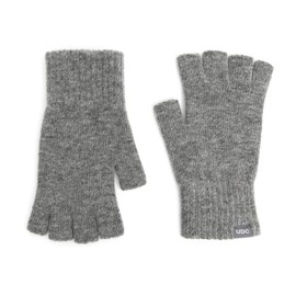 UNDERCONTROL Logo Label Unisex Fall Winter Outdoor Fingerless Half Finger Warmer Touch Screen Casual Gloves Handwarmer Korea (Light Grey)
