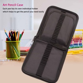 Pwshymi 72/120 Slots Zip Pen Bag with Large Capacity, Organiser for Pencil Case, Organiser for Stationery for Pencil Pencils (72 Sticks-Black), Default