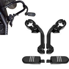 Sresk 1-1/4 in Highway Footpegs Long Angled Adjustable Highway Pegs fits 1.25'' 32mm Engine Guard for Harley Touring Street Glide Electra Glide Road King Softail CVO Dyna Sportster (Black C05)