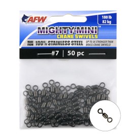 American Fishing Wire Mighty Mini Grúa giratoria de Acero Inoxidable, tamaño #7, 180 Libras, Prueba de plomizo Negro, 50 Unidades