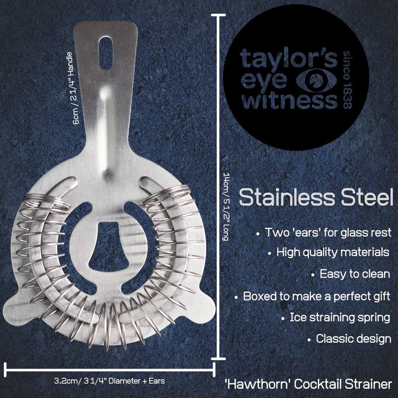 Taylors Eye Witness Taproom Barware Sets - Cocktail Strainer Stainless
