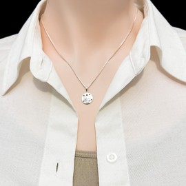 Dainty 925 Sterling Silver Sand Dollar Pendant Necklace for Women Beach Nature Everyday Jewelry Gift for Mom Wife Girlfriend Best Friend Summer Jewelry (14 inches + 2-inch extender)