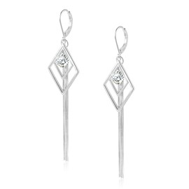 ALEXCRAFT 925 Sterling Silver Long Hanging Earrings, 925 Sterling Silver Drop Earrings Hypoallergenic Crooked Leaf Drop Dangle Earrings Long Snake Chain Tassel Earrings for Women, Silver