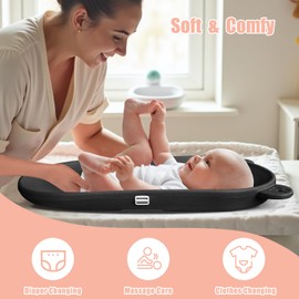 FLEUFAB Changing Pad, Wipeable Diaper Changing Pad with Safety Belt for Changing Table, Nursery, Dresser, EVA Non-Slip Baby Changing Table Pad, Black