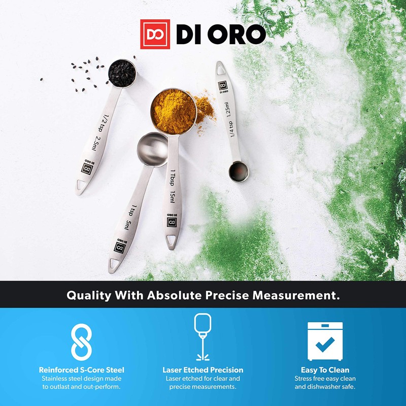 DI ORO® 4-Piece 18/8 Stainless Steel Measuring Spoons Set -