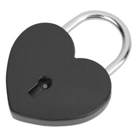 Metal Heart Lock, Exquisite Padlock with Key, Small Mini Heart Shape Padlock, Key Padlock, Heart Padlock for Diary, (Black)