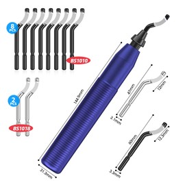 Universal Deburring Tool, AICOYA Hand Deburring Tool with 10 Replacement Blades for Metal, Plastic, Stainless Steel (8 BR1010, 2 BS1018)