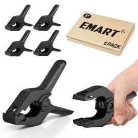 EMART 6 Pack Heavy Duty Muslin Spring Clamps, 6 inch Photo Booth Backdrop Clips for Photography Studio - Black