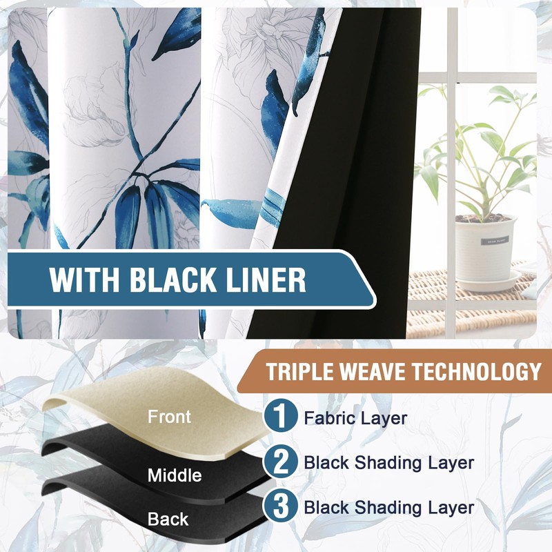 H.VERSAILTEX 100% Blackout Curtains 63 inch Length 2 Panels Set