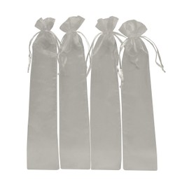 Ankirol 100pcs Sheer Organza Fan Bags 2.4X10.6 INCH Folding Fan Organza Gift Bag Gift Pouch with Drawstring Silk Pouches for Hand Fans (White)