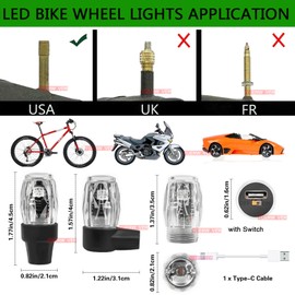 YUERWOVER 4 PCS Tire Valve Light Colorful LED Car Wheel Lights Waterproof Flash Lantern Tire Valve Stem Cap Lamp Automotive Decoration Accessories for SUV Truck Motorcycle Bike Bicycle (4 Blue)