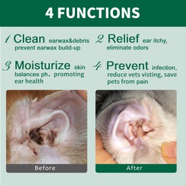 Lisveory 180ct Dog Ear Cleaner Wipes, 8cm XL-Size Ear Wipes for Dogs and Cats, Remove Ear ax Debris, Relief Ear Itchy, Eliminate Odors, All Natural Pet Otic Cleaning Wipes