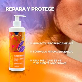 Crema Humectante de Caléndula | Ideal Para Piel Seca y Sensible | Suaviza y Nutre la Piel | Cicatrizante Natural | Uso Diario | 360 ml