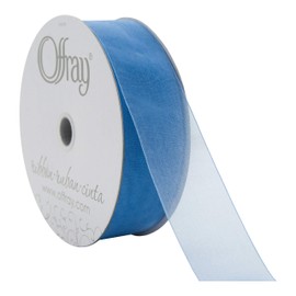 Berwick Offray 1.5'' Nylon Sheer Ribbon, Dusty Blue, 100 Yards