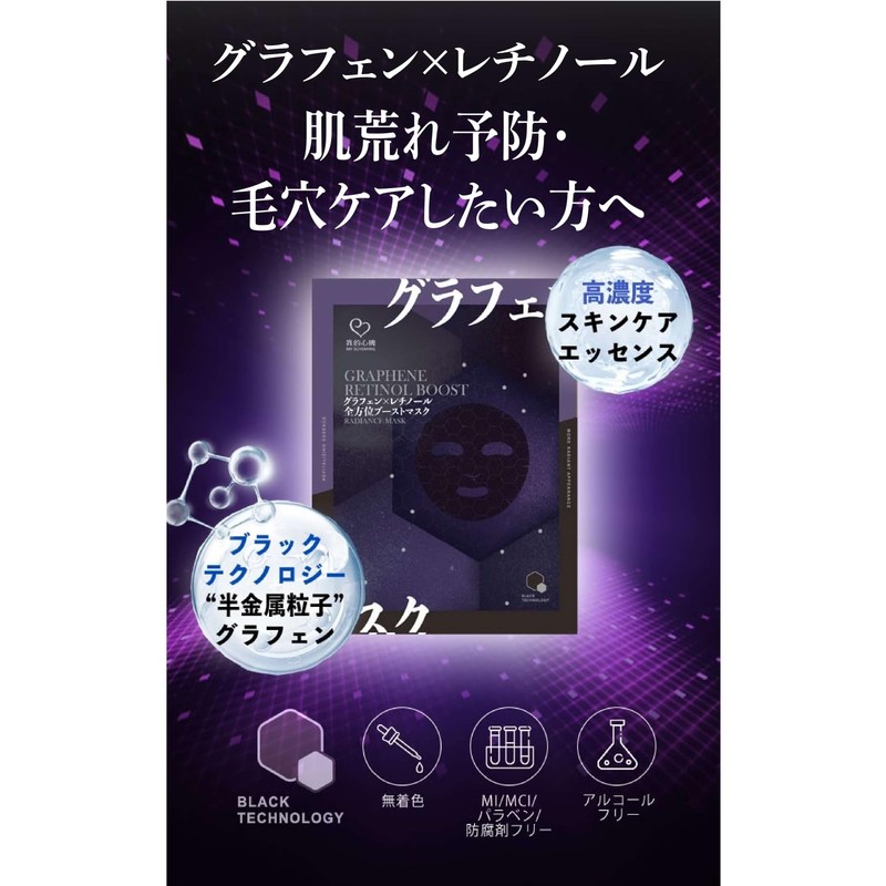 Ganoki Graphene Retinol Omnidirectional Facial Black Mask Pack of 7