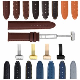 Ewatchparts 18-24mm Genuine Leather Watch Band Strap Smooth With Deployment Clasp Compatible With Montblanc