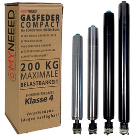 MYNEEED Gas Lift Office Chair Replacement Parts Compact – Replacement Gas Spring up to 200 kg for Swivel Chair Executive Chair – Continuously Height Adjustable – TÜV & GS Tested, Gas Spring Length: