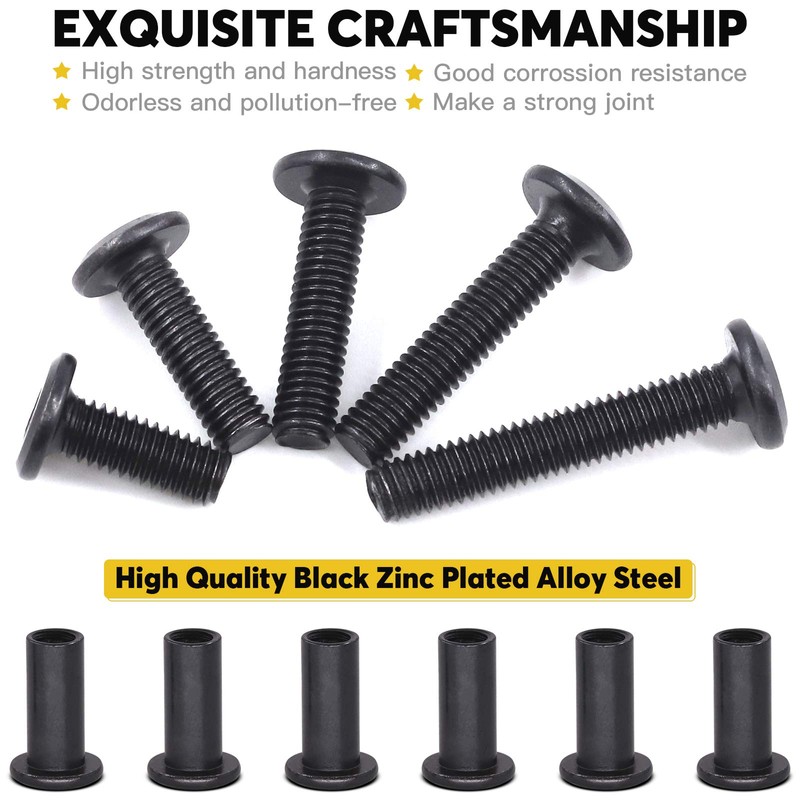 Mardatt 120pcs 5 Sizes M6x16mm/20mm/25mm/30mm/35mm Black Hex Socket Cap Bolts