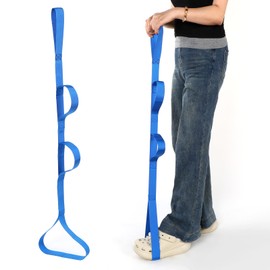 Gjinxi 1pc 45 Inch Leg Lifter Strap Rigid with Multi Loops for After Hip Replacement Knee Surgery Recovery, Long Leg Lifter Strap for Adult & Elderly Aids for Getting in and Out of Bed - Blue
