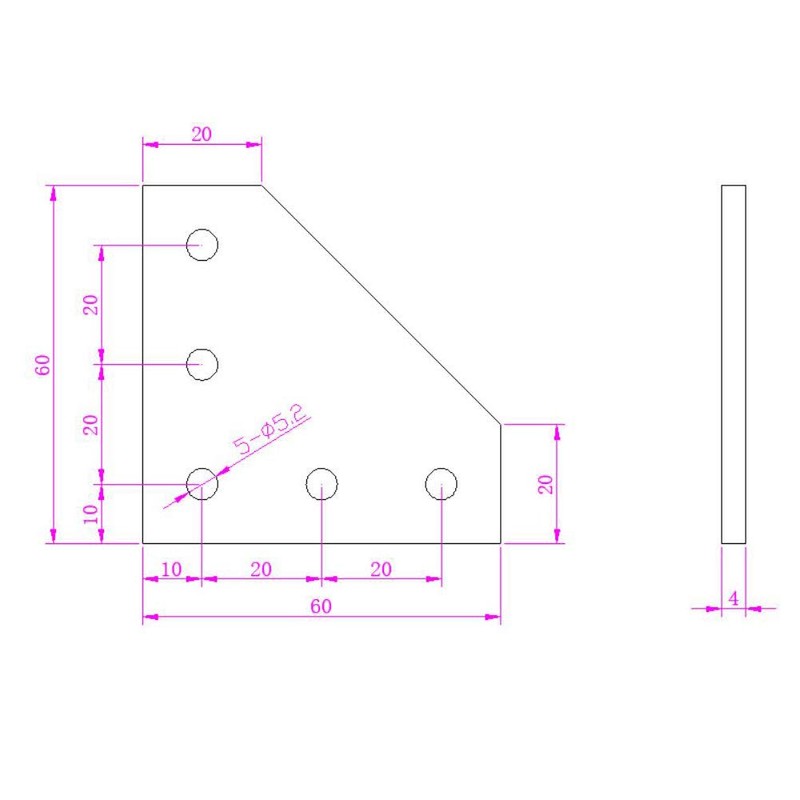 Zeberoxyz 4 Pieces Black L-Shaped Corner Angle Plate with 20