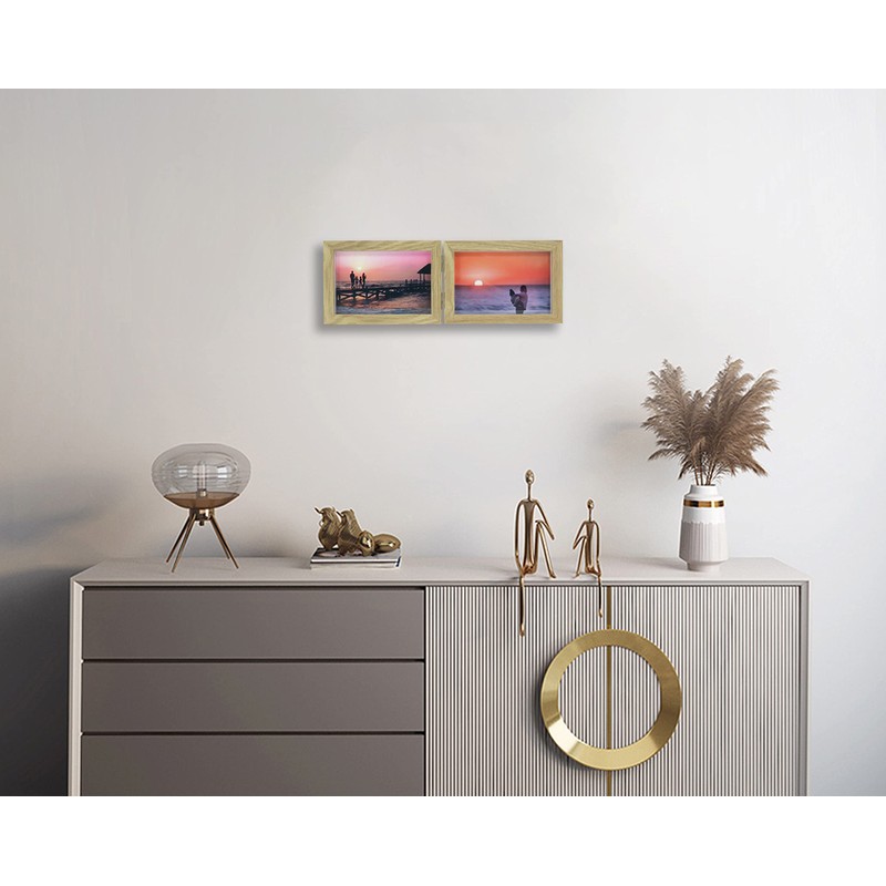 Smiling Art Wooden Double Picture Frame for 2 x 10