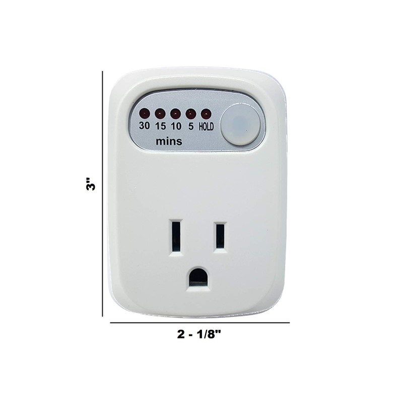 Safety Timer - Single Outlet, 30-15-10-5 Minutes, Auto Shut-Off by