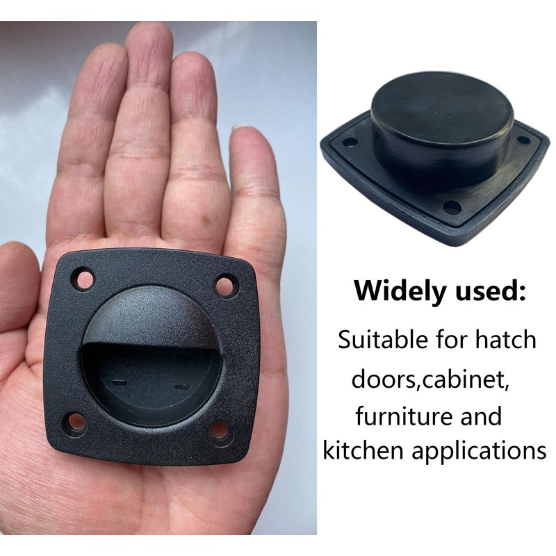 LEQMG Black Nylon Flush Pull Recessed Sliding Door Handle Square
