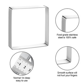 Square Cookie Cutter Sandwich Cutters for Lunchbox Fruit Cutters Vegetable Cutters for Baking DIY X‘mas Birthday Party Decor, Pack of 5